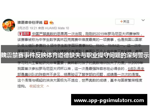 魏震禁赛事件反映体育道德缺失与职业操守问题的深刻警示